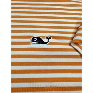 Vineyard Vines Polo Men's Large Orange Stripe Golf Performance Stretch Top Logo